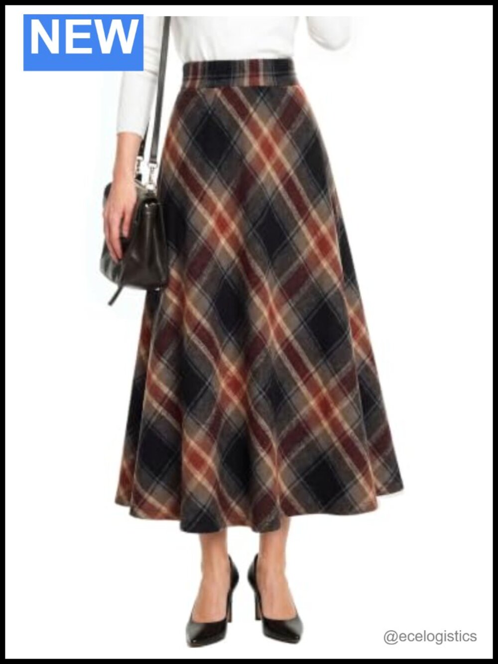 Zeagoo Plaid A-Line Midi Skirt for Women with Pockets